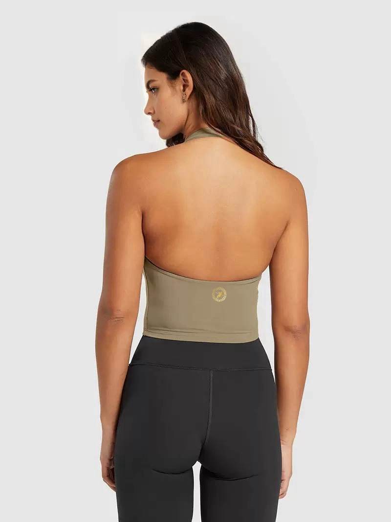 SULAIMAANI Women's Nude Short Sports Bra Sleeveless Gym Fitness Breathable Yoga Vest With Built in Bra