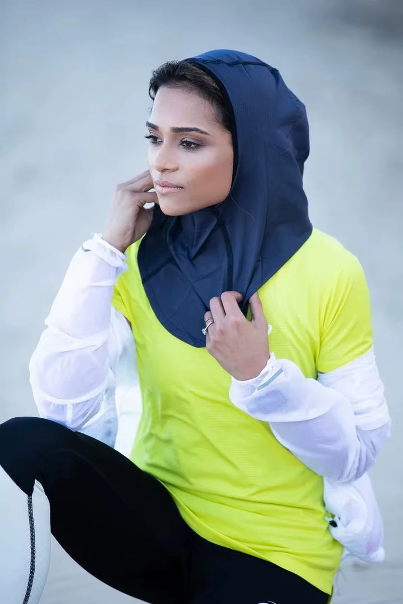 Customized Muslim Women Breathable Mesh Fabric Moisture Wicking Ladies Islamic Fitness Gym Running Jogging Scarf Sports Hijab