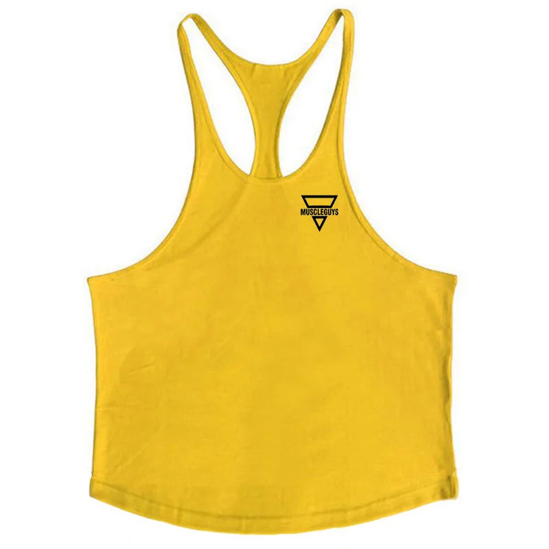 Gym Hombre New Fashion Men Gym Tank Top Fitness Y Back Clothing Summer Men'S Cotton Sleeveless Vest Outdoor Sports Fitness Top