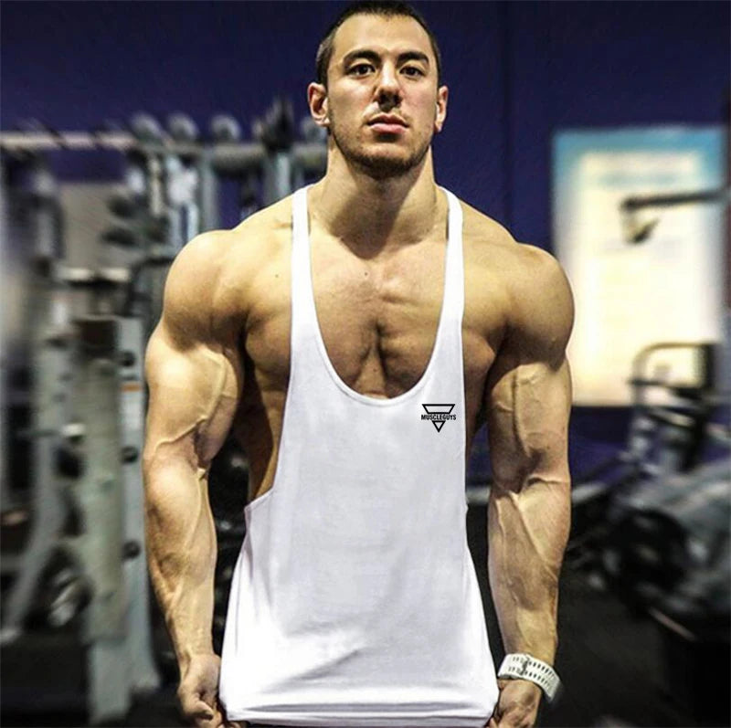 Gym Hombre New Fashion Men Gym Tank Top Fitness Y Back Clothing Summer Men'S Cotton Sleeveless Vest Outdoor Sports Fitness Top