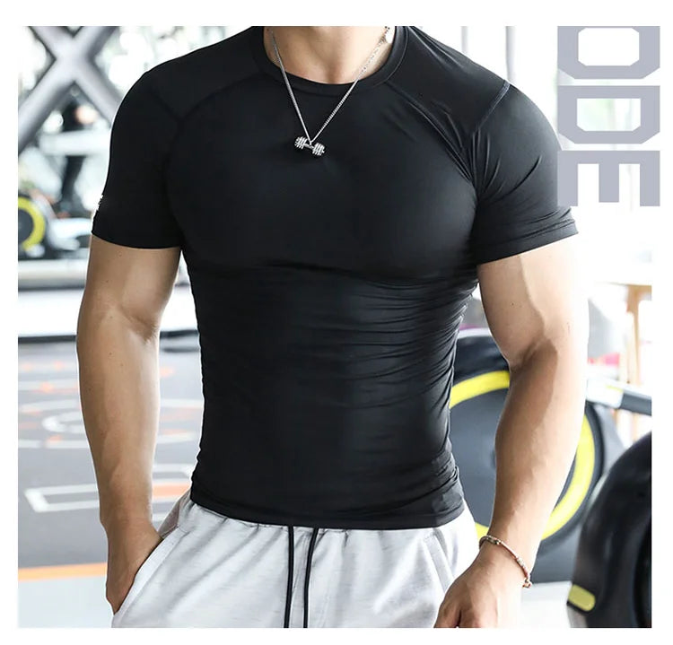 QUICK DRY Men Sports Running Training Polyester Fitness Custom Workout Tshirts Mens Muscle Slim Fit Blank Gym T Shirt Custom